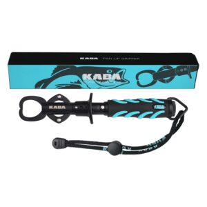 Kaba Fish Lip Gripper with Scale, Saltwater Fish Grabber Tool 40 Pound Stainless Steel Fishing Lip Grabber Grip Professional Fishing Gear and Equipment Blue