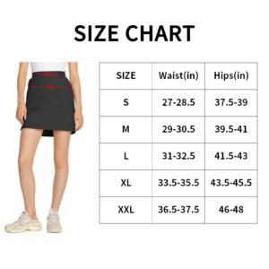 LastFor1 Women's Golf Skorts Lightweight Athletic Skirts UPF 50+ Elastic Waist with Shorts for Casual Outdoor Tennis Black L