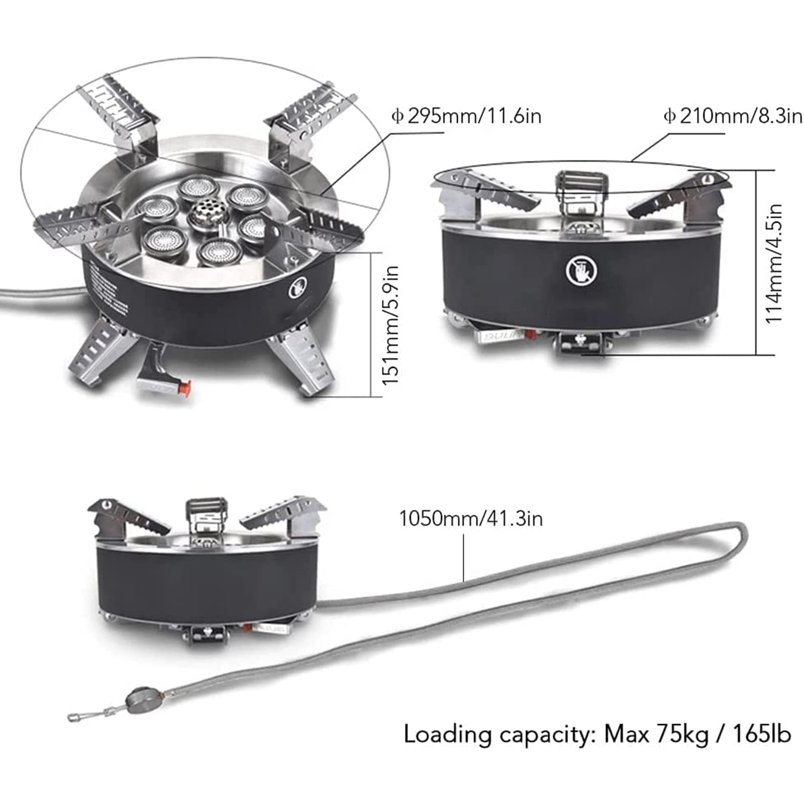 Bulin Camping Gas Stove Burner 18000W Adjustable Ultralight Backpacking Stove Windproof Camp Portable Propane Stove for Camping Hiking Backpack Outdoor, SILVER-18000W (BL_BL100-B18_SILVER-USVC)