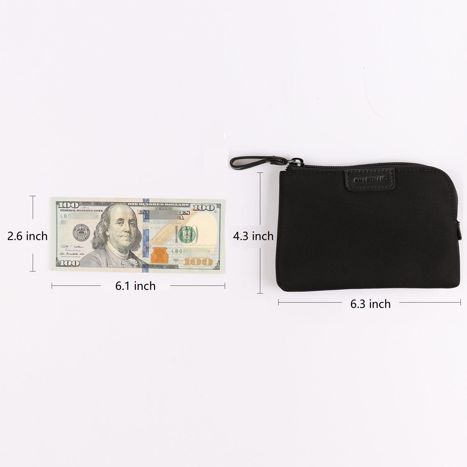 SMARTHAIR Coin Purse Change Wallet Pouch Nylon Card Holder for Women,Black,YS004