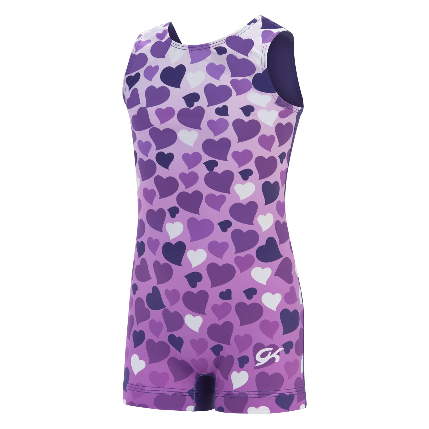 GK Stars Biketard for Girls | Dance & Gymnastics (Child Large, Falling Hearts)