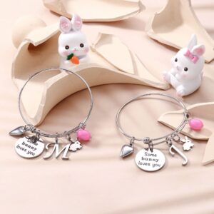 Easter Gifts Bunny Braclets for Women, Dainty Stainless Steel Rabbit Bracelets Adjustable Letter Initial Charm Bracelets Easter Bunny Bracelets Easter Gifts for Women Jewelry（N）