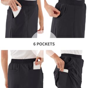 LastFor1 Women's Golf Skorts Lightweight Athletic Skirts UPF 50+ Elastic Waist with Shorts for Casual Outdoor Tennis Black L