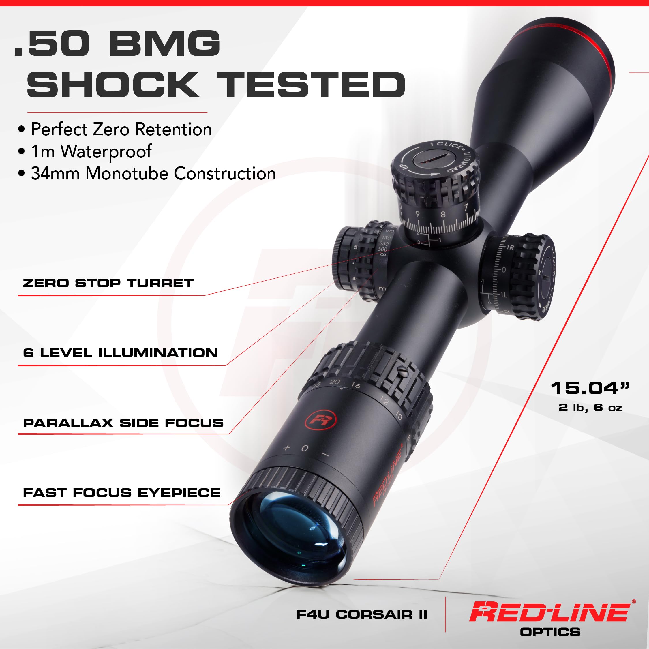 Red-Line Optics F4U Corsair II BATTLE TESTED IN ACTIVE COMBAT! 5-30x56 MRAD, FFP Illuminated Hunting, Tactical, Long-Range, Competition Scope Designed in America, Based in Washington State (Black Red)