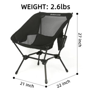 ROCK CLOUD Portable Camping Chair Ultralight Folding Chairs Outdoor for Camp Hiking Backpacking Lawn Beach Sports, Black