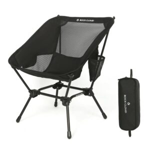 ROCK CLOUD Portable Camping Chair Ultralight Folding Chairs Outdoor for Camp Hiking Backpacking Lawn Beach Sports, Black