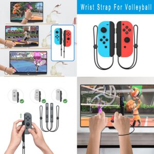 Uxilep Switch Sports Game Accessories - 9 in 1 Family Bundle Accessory Kit for Nintendo Switch / OLED Sport Games : Mario Golf Super Rush,Wrist & Leg Strap for Joycon,Sword and Mario Tennis aces