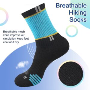 COOPLUS Womens Athletic Crew Socks Performance Cushioned Outdoor Hiking Moisture Wicking Socks (5 Pairs)