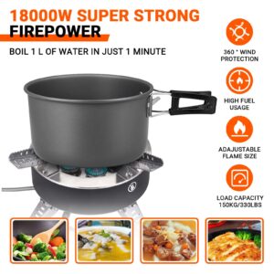 Bulin Camping Gas Stove Burner 18000W Adjustable Ultralight Backpacking Stove Windproof Camp Portable Propane Stove for Camping Hiking Backpack Outdoor, SILVER-18000W (BL_BL100-B18_SILVER-USVC)