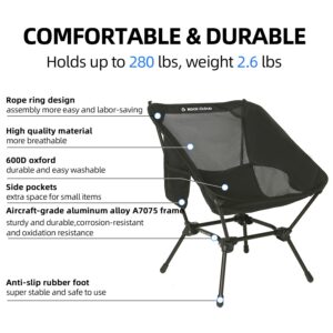 ROCK CLOUD Portable Camping Chair Ultralight Folding Chairs Outdoor for Camp Hiking Backpacking Lawn Beach Sports, Black