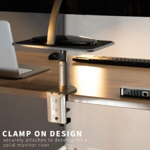 VIVO Clamp-On Universal Height Adjustable Ergonomic Computer Monitor and Laptop Riser, Tabletop Desk Stand, C-Clamp Design, STAND-V000SC