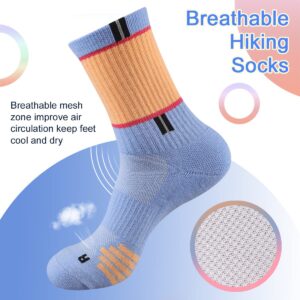 COOPLUS Womens Athletic Crew Socks Performance Cushioned Outdoor Hiking Moisture Wicking Socks (5 Pairs)