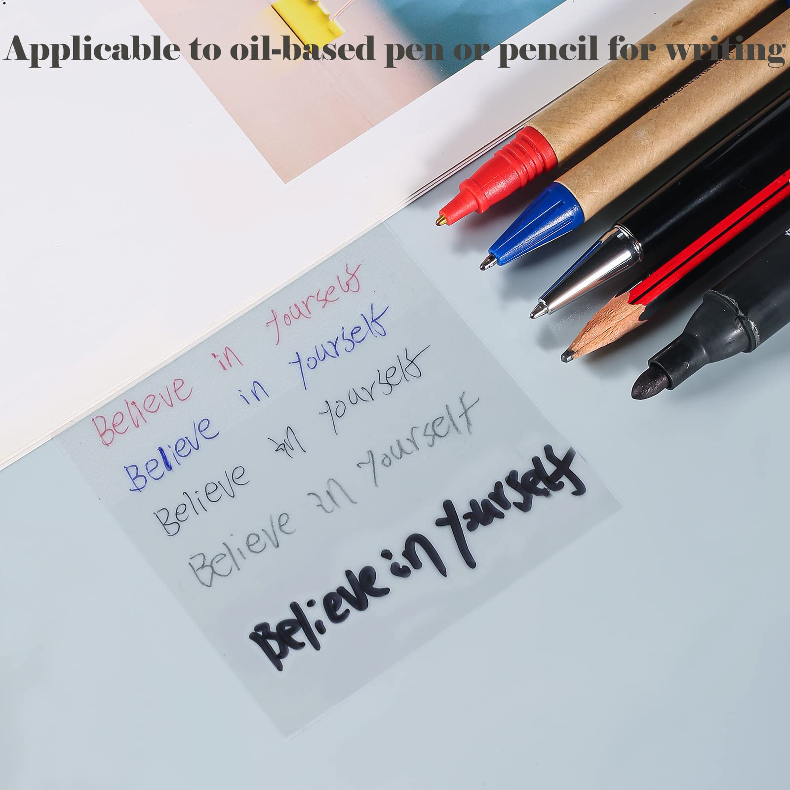 500 Sheets Transparent Sticky Notes Clear Sticky Notes Pads, Clear Post it Notes Translucent Sticky Notes Memo Message Reminder for Reading, Studying, Page Marker, Bookmarks, Home, Office, School