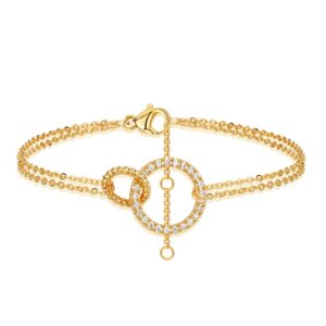 mevecco women gold chain bracelet, 18k gold plated karma adjustable layered bracelet delicate minimalist handmade bracelet for women jewelry