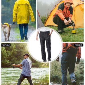 iCreek Men's Rain Pants Waterproof Over Pants Windproof Lightweight Hiking Pants Work Rain Outdoor for Golf, Fishing (Black, Medium/28 Inseam)