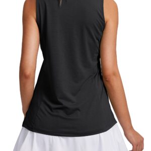 Obla Women's Sleeveless Golf Shirt V-Neck Lightweight Quick Dry Tennis Tank Tops Polo Shirts for Women(Black_L)