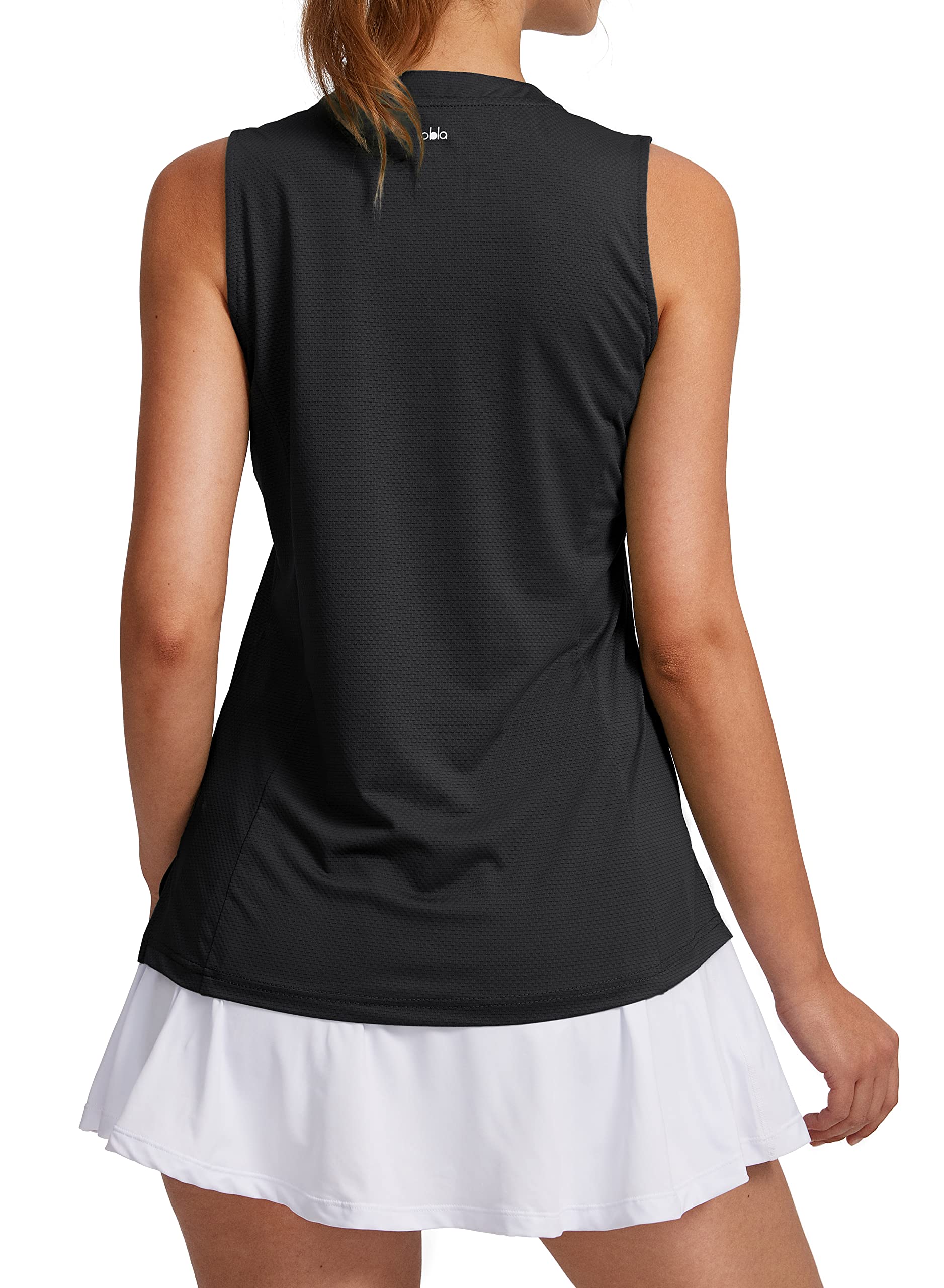 Obla Women's Sleeveless Golf Shirt V-Neck Lightweight Quick Dry Tennis Tank Tops Polo Shirts for Women(Black_L)