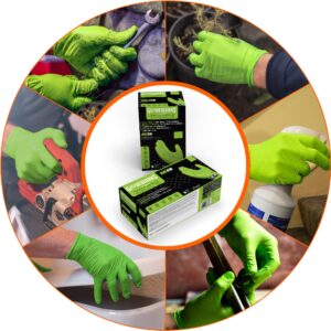 GLOVEWORKS HD Orange & Green Nitrile Disposable Gloves, 8 Mil, Latex-Free, Diamond Texture, Large, 1 Box of 100 Per Color