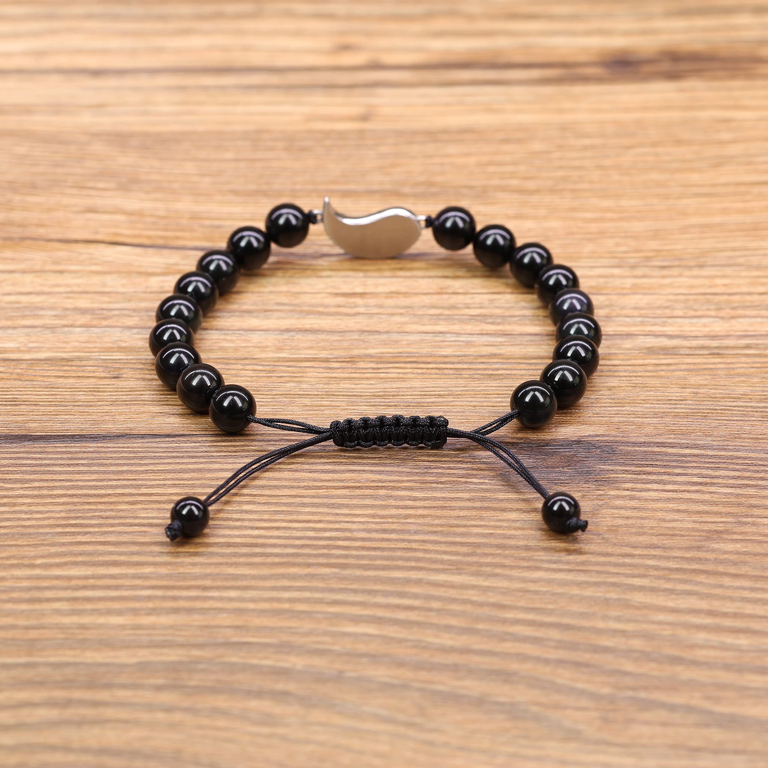 COAI Gifts for Her Yin Yang My Sun and Stars Moon of My Life Black Obsidian Stone Bracelets