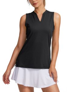 obla women's sleeveless golf shirt v-neck lightweight quick dry tennis tank tops polo shirts for women(black_l)