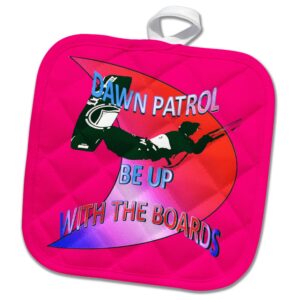 8x8 potholder - kitesurfer action extreme sport red and pink art vector art - kitesurfing