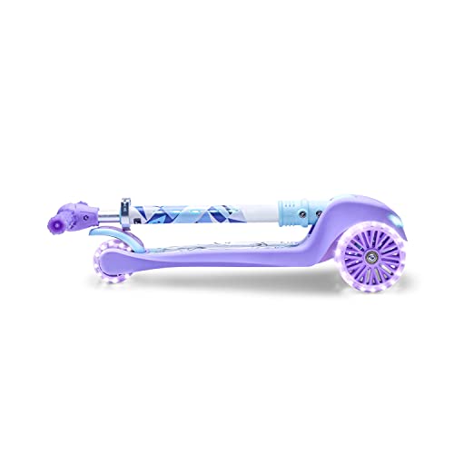 Jetson Disney Frozen 3-Wheel Kick Kids Scooter, LED Lights on Stem, Light-Up Wheels, Height-Adjustable Handlebar, Lean-To-Steer System, Easy-Folding Mechanism, Ages 3+, Purple, JFRZN-3KIK