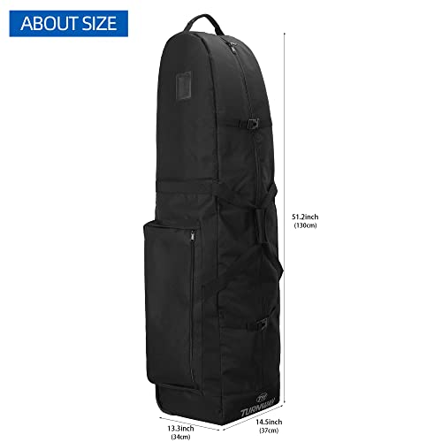 TurnWay Foldable Padded Golf Travel Bag, Heavy Duty 900D Polyester Golf Club Bag Waterproof Golf Carry Bag Cart Bag with Wheels, Soft-Sided Spacial Size for Golf Gear Transportation(Black)