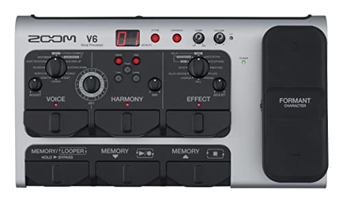 Zoom V6-SP Vocal Processor, Vocal Effects Pedal, Formant Pedal, Harmony, Looper, 10 Studio Grade Effects, For Studio and Live Performance