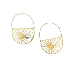 ink+alloy women's maggie gold plated recycled italian brass hoop earrings, handmade jewelry for the modern bohemian (brass sunburst hoops)