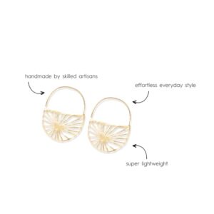 INK+ALLOY Women's Maggie Gold Plated Recycled Italian Brass Hoop Earrings, Handmade Jewelry for the Modern Bohemian (Brass Sunburst Hoops)