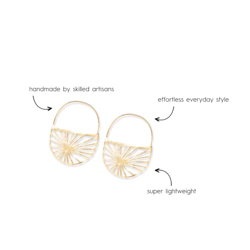 INK+ALLOY Women's Maggie Gold Plated Recycled Italian Brass Hoop Earrings, Handmade Jewelry for the Modern Bohemian (Brass Sunburst Hoops)