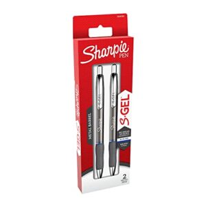 sharpie s-gel retractable gel pen, 0.7mm medium point, gunmetal barrel, blue ink, 2/pack (2126184)