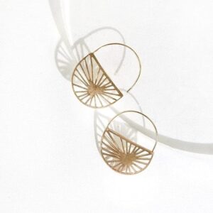 INK+ALLOY Women's Maggie Gold Plated Recycled Italian Brass Hoop Earrings, Handmade Jewelry for the Modern Bohemian (Brass Sunburst Hoops)