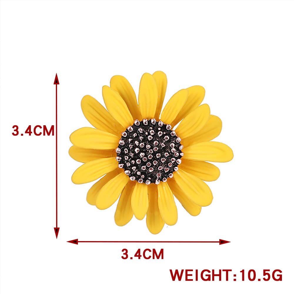 Yellow Daisy Brooch Pin, White Sun Flower Brooch.Enamel Charm Daisy Coat Collar Brooch for Women (Yellow)