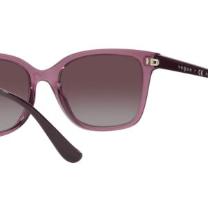 Vogue Eyewear Woman Sunglasses Transparent Purple Frame, Polar Grey Gradient Dark Violet Lenses, 54MM