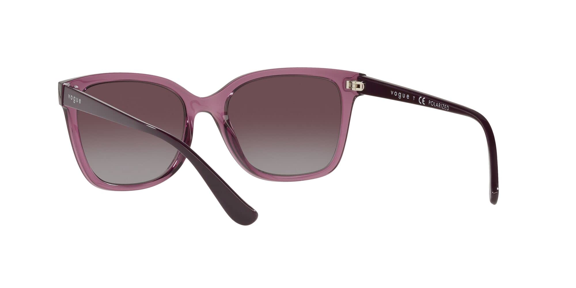 Vogue Eyewear Woman Sunglasses Transparent Purple Frame, Polar Grey Gradient Dark Violet Lenses, 54MM