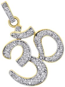 jewelscart 1.3 ct round shape diamond 14k two stone gold over om pendant necklace for women's