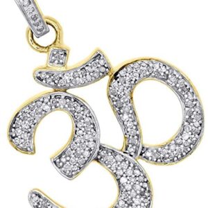 JewelsCart 1.3 CT Round Shape Diamond 14K Two Stone Gold Over OM Pendant Necklace For Women's