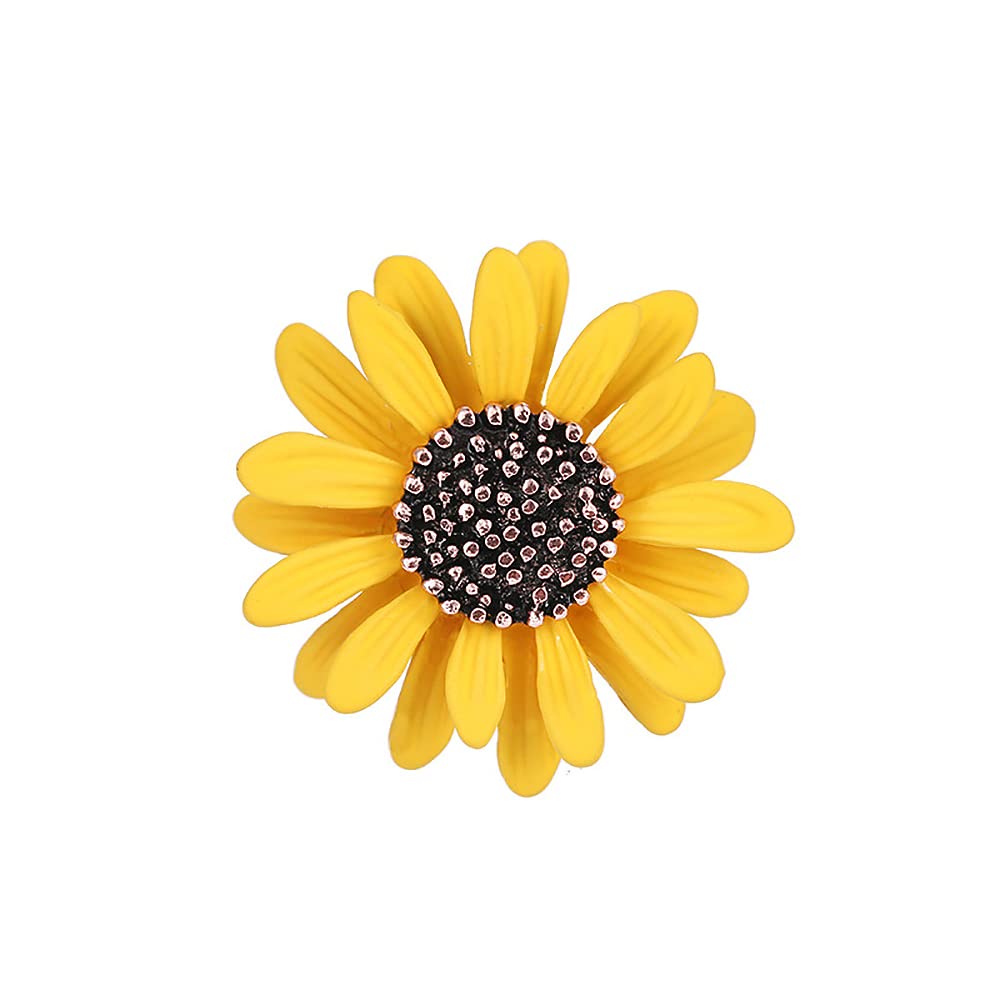 Yellow Daisy Brooch Pin, White Sun Flower Brooch.Enamel Charm Daisy Coat Collar Brooch for Women (Yellow)