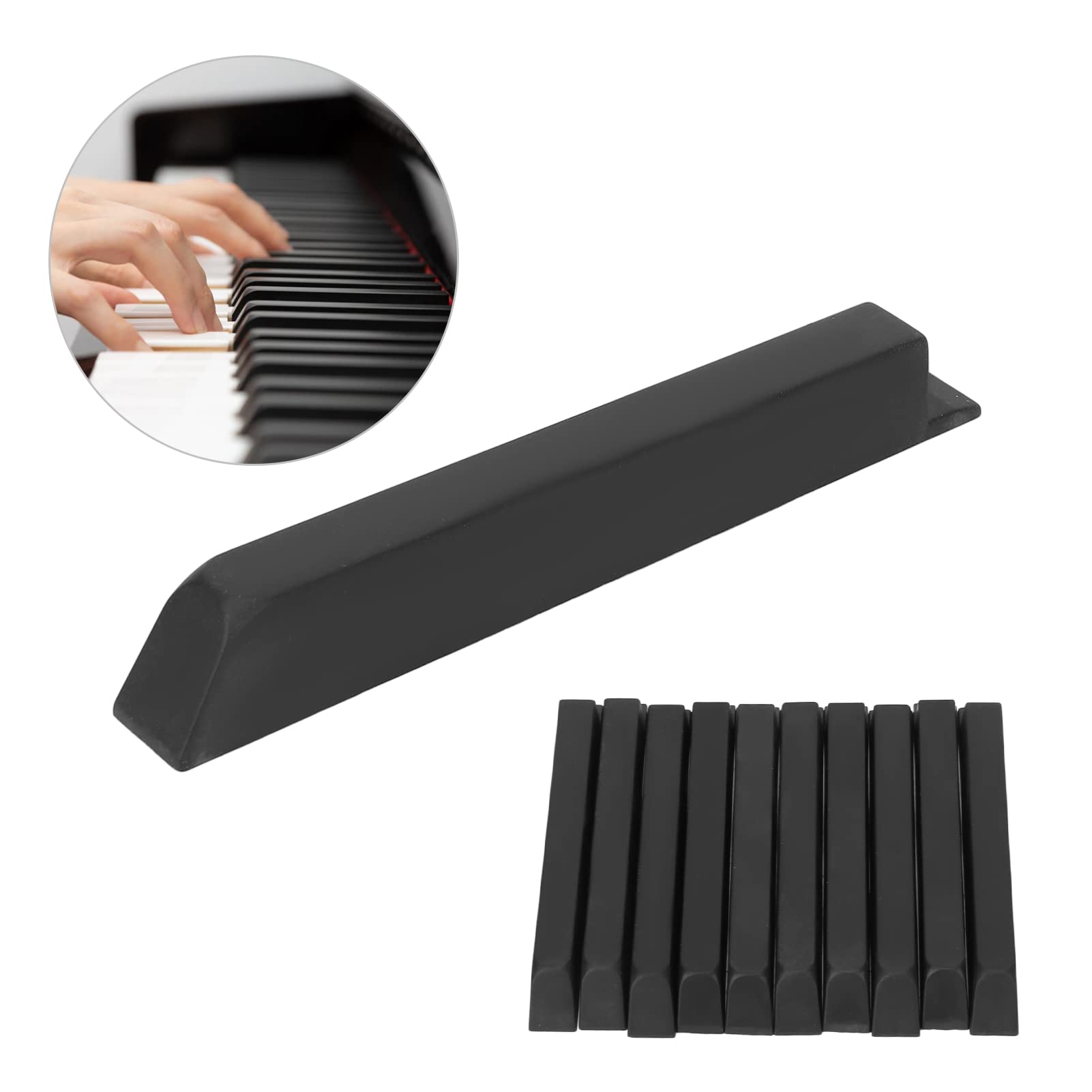 Piano Replacement Keys, 10Pcs ABS Matte Black Piano Key Replacement for Piano Keytop (L：10cm)