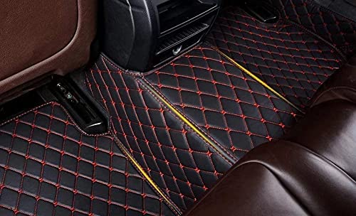 YaruicarCustom Car Floor Mats for 99.99% Sedan SUV Sports Car Men Women Protection Full Coverage Pads Anti-Slip Leather Floor Lining All Weather (Black Red)