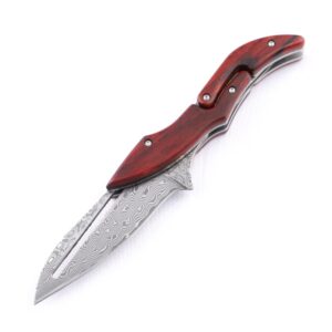 JEABROTHER VG10 Damascus Knife Mechanical Folding Knife Fixed Blade Outdoor Tool Knife