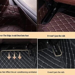 YaruicarCustom Car Floor Mats for 99.99% Sedan SUV Sports Car Men Women Protection Full Coverage Pads Anti-Slip Leather Floor Lining All Weather (Black Red)