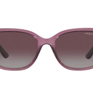 Vogue Eyewear Woman Sunglasses Transparent Purple Frame, Polar Grey Gradient Dark Violet Lenses, 54MM