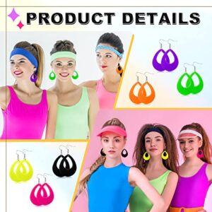 Yinkin 6 Pairs 80s 90s Neon Earrings for Women Retro Neon Earring for 80s 90s Women Outfit Accessories, 6 Colors(Teardrop)