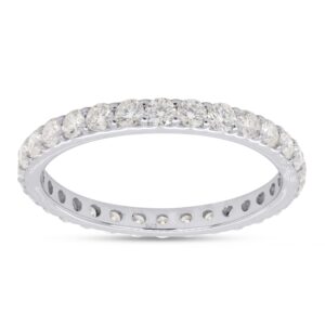 1 carat round cut lab created moissanite diamond full eternity stackable wedding band ring for women in 14k white gold over sterling silver (vvs1 clarity, 1 cttw) (1 cttw), ring size 6.5