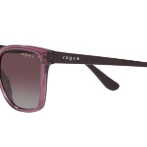 Vogue Eyewear Woman Sunglasses Transparent Purple Frame, Polar Grey Gradient Dark Violet Lenses, 54MM