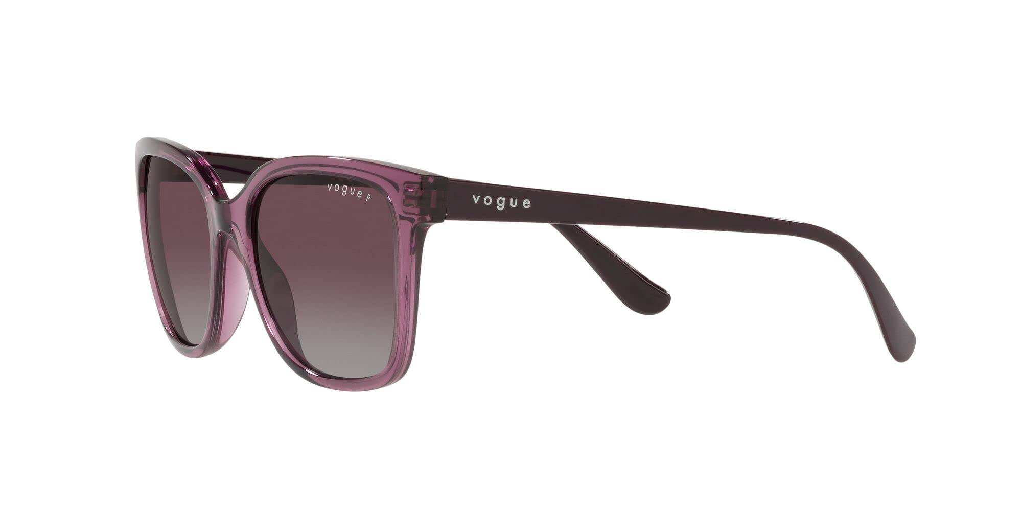 Vogue Eyewear Woman Sunglasses Transparent Purple Frame, Polar Grey Gradient Dark Violet Lenses, 54MM