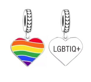 pride rainbow heart lgbtiq+ 925 sterling silver charms beads pendants for pandora bracelets & necklaces etc