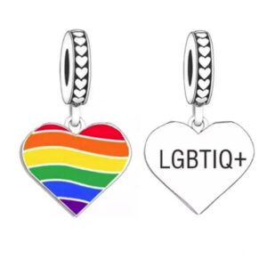 Pride Rainbow Heart LGBTIQ+ 925 Sterling Silver Charms Beads Pendants for Pandora Bracelets & Necklaces Etc